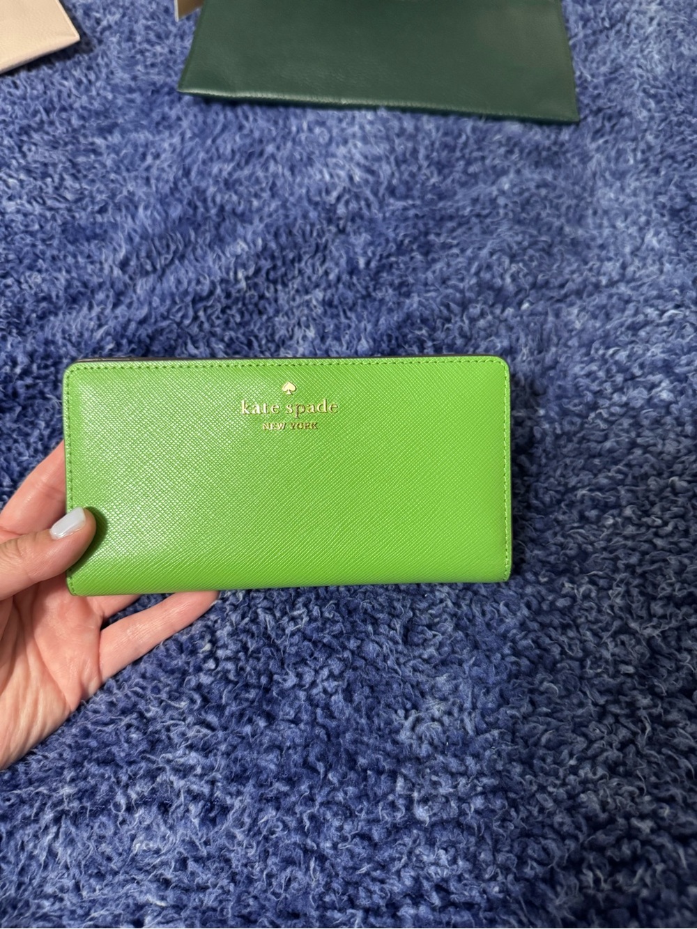 kate spade Bright Green Saffiano Zip-Around Continental Wallet